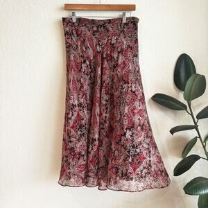 VTG Y2K Charter Club 100% Silk Midi Skirt Size 8P Fairy Grunge Whimsy Romantic